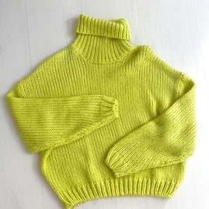 H&M lime, bright green drop shoulder sweater